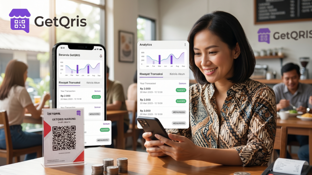 Panduan cara kelola transaksi merchant secara praktis melalui aplikasi GetQRIS untuk pemilik bisnis dan UMKM.