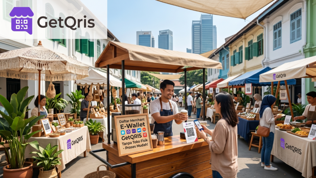 Layanan GetQRIS untuk terima pembayaran e wallet tanpa toko fisik bagi bisnis online dan penyedia jasa.