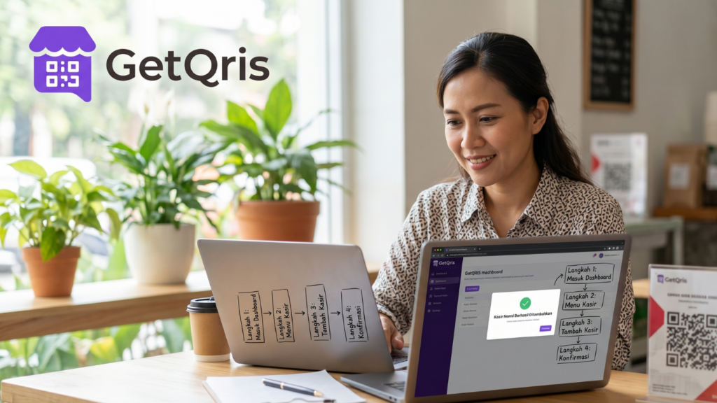 Panduan cara tambah akun kasir baru di dashboard merchant GetQRIS untuk delegasi transaksi toko