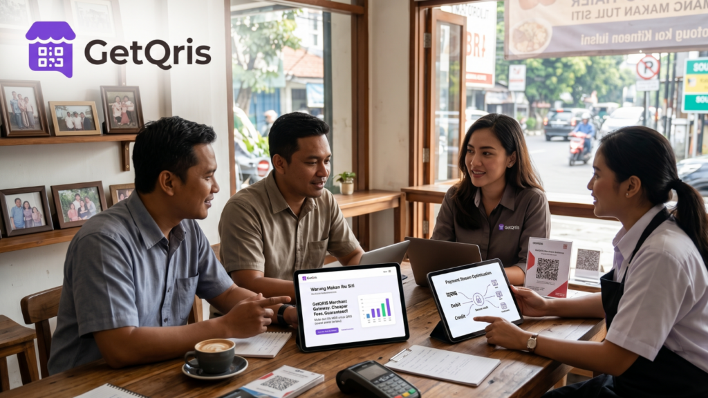 Aplikasi GetQRIS untuk payment gateway QRIS gratis, QRIS All-in-One, settlement harian, dan laporan transaksi merchant