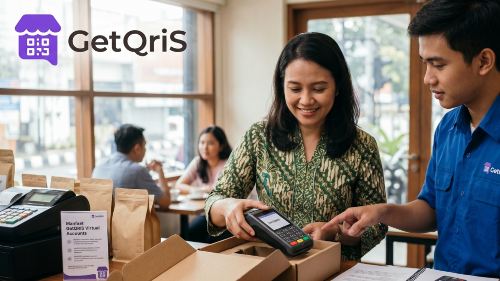 Merchant menggunakan GetQRIS sebagai QRIS All-in-One untuk menerima pembayaran tanpa mesin EDC fisik