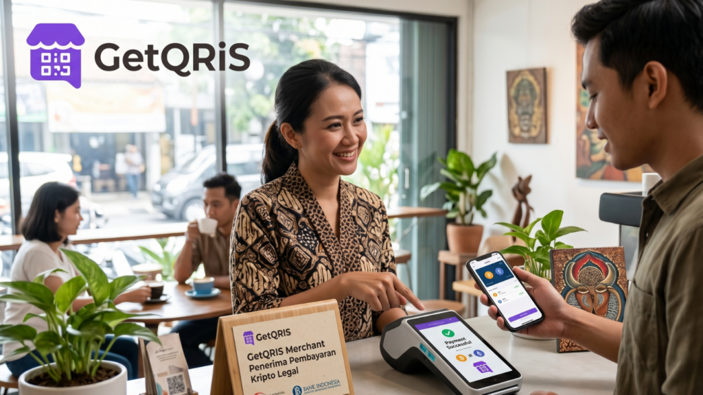 Merchant menggunakan GetQRIS sebagai app gerbang pembayaran QRIS legal dan memahami larangan kripto sebagai alat pembayaran