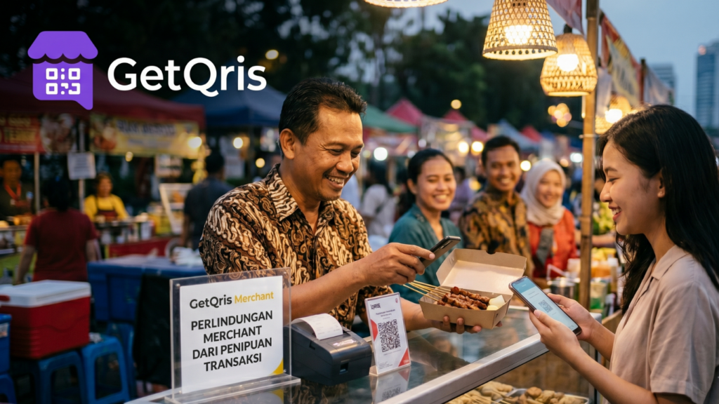 Merchant menggunakan GetQRIS untuk mencegah penipuan QRIS, cek transaksi real-time, SOP kasir, dan laporan pembayaran